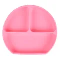 Pink silicone baby divided plate, infant toddler feeding suction dish variant option. - Y14