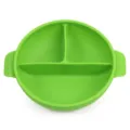 Green silicone divided baby plate with handles, three compartments for toddler toddler feeding. - Y7