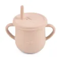 Pink silicone baby straw training cup with double handles, leak-proof toddler sippy cup. - Y15 Straw Cups