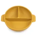 Silicone divided baby suction plate with 3 compartments and handles for toddler feeding. - Y17