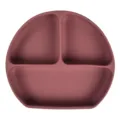 Silicone baby partitioned suction plate, toddler feeding divided food plate in mauve. - Y16