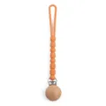Orange silicone baby pacifier clip teether chain variant view, safe infant chew toy. - Y25