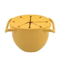 Yellow silicone snack cup with dual handles and spill-proof lid for toddler daily use - Yellow