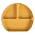 Yellow silicone baby divided plate, safe suction toddler feeding dish for infants daily use. - Y17