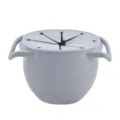Portable silicone baby snack cup with double handles and spill proof lid for toddler. - Gray