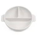 Silicone divided baby plate in white variant, 3-compartment suction feeding bowl for kids. - Y23