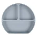 Gray silicone baby suction plate with three compartments for toddler feeding training - Y18