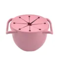Pink silicone baby snack cup with handles and spill-proof lid, portable snack container - Pink