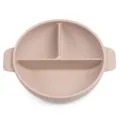 Pink silicone baby divided plate with handles, safe toddler feeding suction bowl for weaning. - Y24