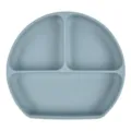 Silicone baby divided plate, gray blue toddler suction plate for feeding, food grade. - Y21