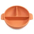 Silicone baby suction divided plate with dual handles, orange toddler feeding dish. - Y25