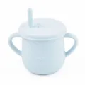 Silicone sippy cup for babies with handles and straw, light blue leakproof training cup. - Y5 Sippy Cup