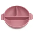 Pink silicone divided baby bowl with handles, toddler suction plate for daily feeding time. - Y19