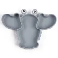 Assiette divisée pour bébé en silicone gris crabe, vaisselle de sevrage sûr. - Assiette / Gris