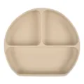 Baby silicone divided suction plate for toddlers, beige variant, safe and easy daily feeding. - Y24