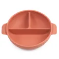 Round Silicone Divided Baby Bowl Toddler Partitioned Feeding Plate in Coral Pink color - Y27