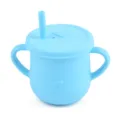 Blue silicone baby training cup with dual handles and straw leakproof infant sippy cup - Y9 Straw Cup