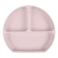 Pink silicone divided suction baby plate for toddlers, safe daily feeding tableware. - Y26