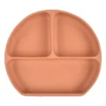 Baby silicone divided suction plate for toddler feeding, terracotta color variant SKU - Y27