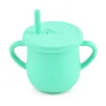 Mint green silicone baby sippy cup with handles and straw, leak-proof toddler training cup - Y13 Straw Cups