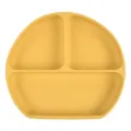 Yellow silicone baby divided plate, 3-compartment suction plate for infant feeding toddlers. - Y28