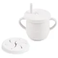 Silicone baby training cup with straw and snack lid, leak-proof double handle infant water bottle - Y23 Sippy Cup with Snack Lid