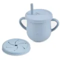 Silicone baby sippy cup with straw and dual handles leak proof toddler training cup blue - Y21 Sippy Cup with Snack Lid