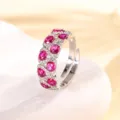 Anello stile vintage in rame placcato oro con rubino sintetico rosa ovale e zirconi brillanti. - Anello di Corindone Rosso