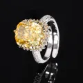 Luxus Kissen Schliff gelber Diamant Ring fuer Damen elegante Hochzeit Schmuck Geschenke - Eisschliff Gelb Diamant Ring