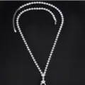 Silver square rhinestone tennis necklace pendant variant, elegant crystal jewelry piece. - Chain Only