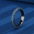 Bague d'eternite en cristal bleu multicouche plaque or noir elegant bijoux pour femmes - Or Noir Strass Bleu / Taille 6
