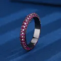 Bague femme plaque or noir avec pierres corindon rouge style mode europeen chic. - Or Noir Strass Rouge / Taille 6