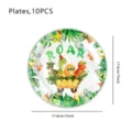 Cartoon groene dinosaurus feest papieren borden set, 10st 7 inch schattige jungle dieren. - 7 Inch Bord / 10 Stuks Verpakking