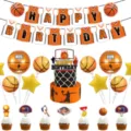 Set de decoraciones de fiesta de cumpleanos tematica de baloncesto con pancarta globos torta - Set de Decoración para Fiestas