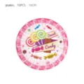 Jolies assiettes en papier thème bonbon rose 18cm 10pcs décoration fête d'anniversaire - Assiettes en Papier 7 Pouces (Lot de 10)