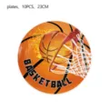 Χάρτινα πιάτα θέματος μπάσκετ 23cm σετ 10 τεμαχίων για παιδικό πάρτι γενεθλίων. - Πιάτο 9 Ιντσών / 10 Τεμάχια/Πακέτο