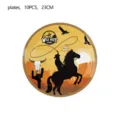 Western Cowboy Thema Pappteller für Kindergeburtstag Party Dekoration, 10 Stk, 23cm. - 9-Zoll 10-Teilige Cowboy Teller