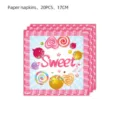Serviettes en papier de fête bonbon rose 20pcs 17cm jolie vaisselle déco anniversaire - Serviettes (20 Feuilles/Paquet)