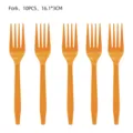 Orangene Plastikgabeln 10 Stk., langlebiges Einweggeschirr Grösse 16.1x3cm für Partyzubehör. - Orange Gabeln (10 Stk.)