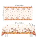 Thanksgiving autumn maple leaf pumpkin tablecloth pattern detail with size 274x137cm display. - 137*274cm (Style 02)