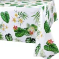 Tropical monstera palm leaf tablecloth white waterproof party table cover summer beach decor - Floral Leaf Style / 1 Piece (137*274CM)