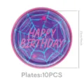 Einweg-Pappteller mit Spinnennetz-Motiv für Party, Geburtstag, 23 cm, 10 Stück im Set. - 9 Zoll Pappteller - Blau Violettes Spinnennetz / 10er Pack