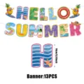 Summer beach party banner letter pull flag set for tropical holiday decorations 13pcs - Hawaiian Banner / 13 Pieces