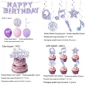 Party-Dekorationsset mit Luftballons, Hängewirbeln und Tortenaufsätzen im violetten Design. - Komplett-Set Mit Ballons