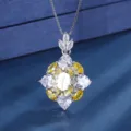Collana con pendente vintage in zirconia giallo e pietre scintillanti eleganti. - Ciondolo Strass Giallo Con Catena