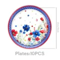 Amerikanische Unabhängigkeitstag Party Einweg Pappteller 23cm 9Zoll 10Stk Blumen Geschirr - 9 Zoll Teller