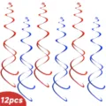 Rot blaue hängende Spiralen Dekorationen für Party Unabhängigkeitstag 12 Stück Set - Unabhängigkeitstag Doppel-Spiralen / 12 Stück/Packung (6 Rot + 6 Blau)