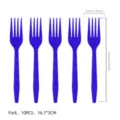 Blaues Plastik Einweg Gabeln Set, Party Geschirr, langlebiges Material, 16,1x3cm, 10 Stück. - Blaue Kunststoffgabeln (10er Pack) / 10er-Set