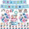 67th birthday party decorations set with banners balloons cake toppers for celebration. - 67 Finger Theme Full Set / Five-Piece Set