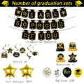 2026 abitur abschluss party dekoration set banner spirale waben deko ballons set. - Party-Deko-Set (Schwarz) / Set (51 Stück/Packung) / Schwarz